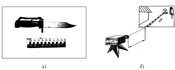 Рис. 4 Измерительная фотосъемка с линейным (а) и глубинным масштабом (б)